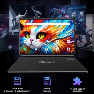 KADYBE 10-inch Android Tablet, 128GB ROM+16GB RAM