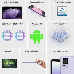 DOOGEE T20 Mini Pro Android 13 Tablet, 20GB+256GB TF 1TB Octa-Core